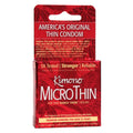 Red Kimono MicroThin Ultra Thin condom 3-pack box with brand lettering