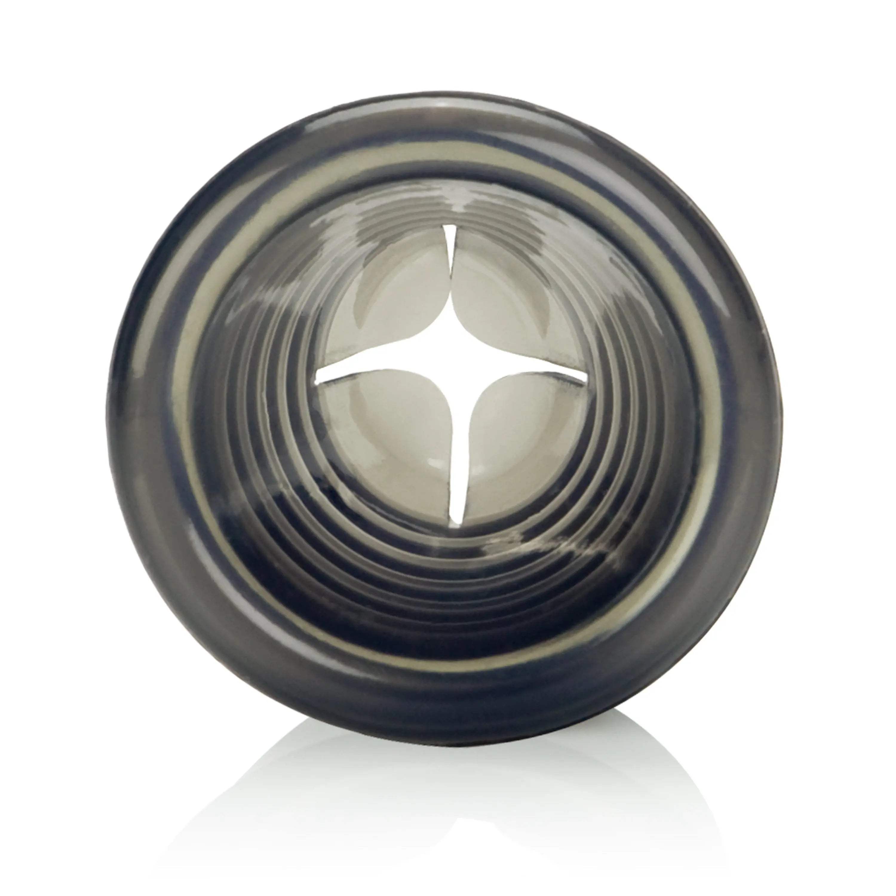 Universal silicone pump sleeve with smoke gray concentric ridges