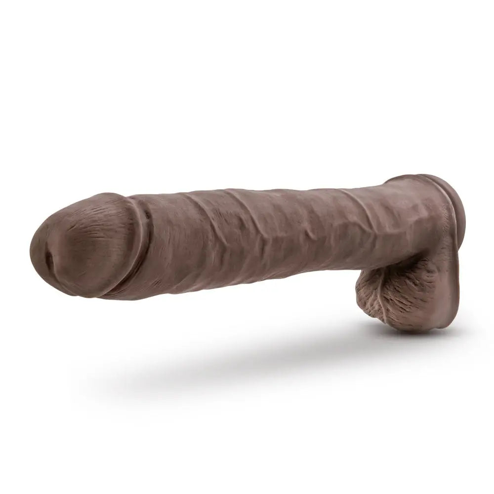 Au Naturel - Daddy - 14 Inch Sensa Feel Dual Density Dildo - Chocolate – body-safe materials | Fu'Cha Exotics