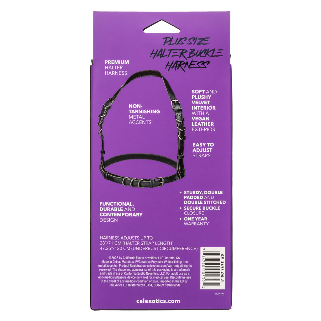 Euphoria Collection Plus Size Halter Buckle Harness - Black – body-safe materials | Fu'Cha Exotics