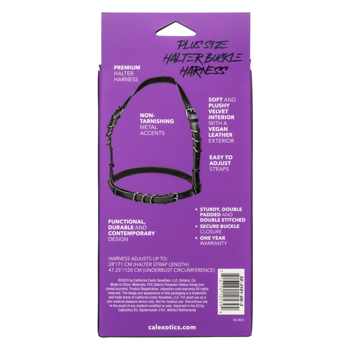 Euphoria Collection Plus Size Halter Buckle Harness - Black – body-safe materials | Fu'Cha Exotics