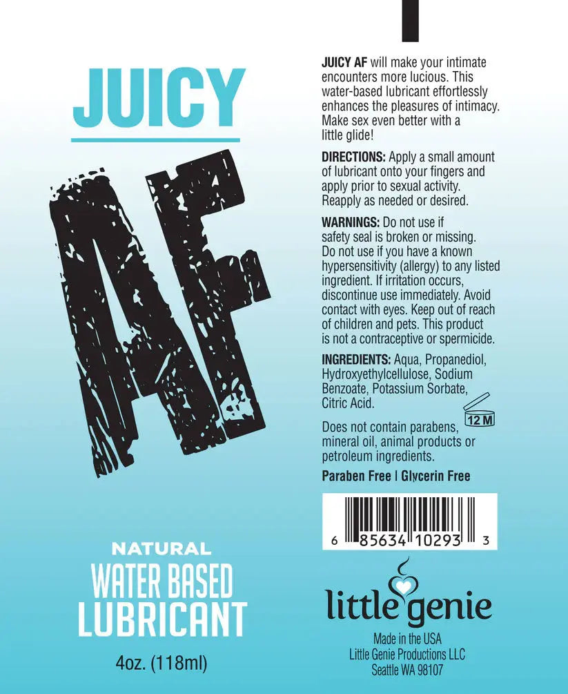 Juicy Af - Natural Water Based Lubricant - 4oz – body-safe materials | Fu'Cha Exotics