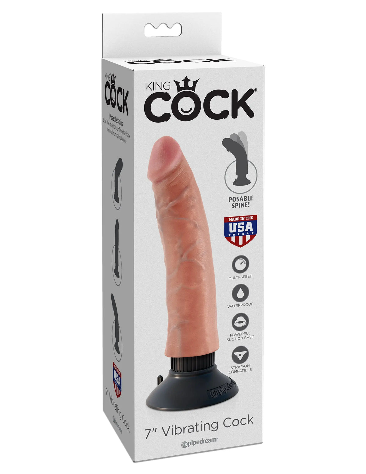 King Cock 7-Inch Vibrating Cock - Light – body-safe materials | Fu'Cha Exotics