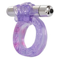 Purple translucent butterfly ring with chrome tip and curved band