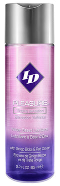 Pleasure 2.2 fl oz skin serum bottle with purple pump-top and ID logo label