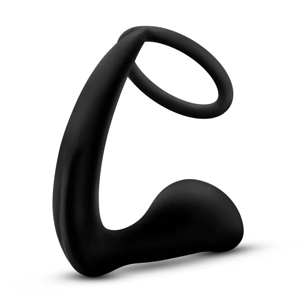 Anal Adventures - Platinum - Cock Ring Plug - Black – body-safe materials | Fu'Cha Exotics