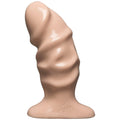 Large smooth skin-tone butt plug, tapered tip and wide flared base