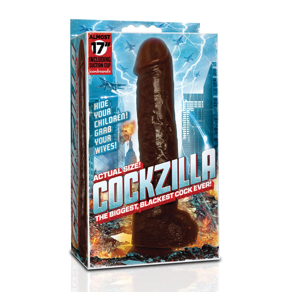 Cockzilla - Massive Nearly 17 Inch Realistic Black Colossal Cock – body-safe materials suction stimulation | Fu'Cha Exotics