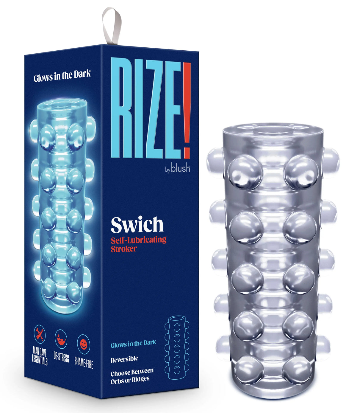 Rize - Swich - Glow in the Dark Self -Lubricating Stroker - Clear – body-safe materials | Fu'Cha Exotics