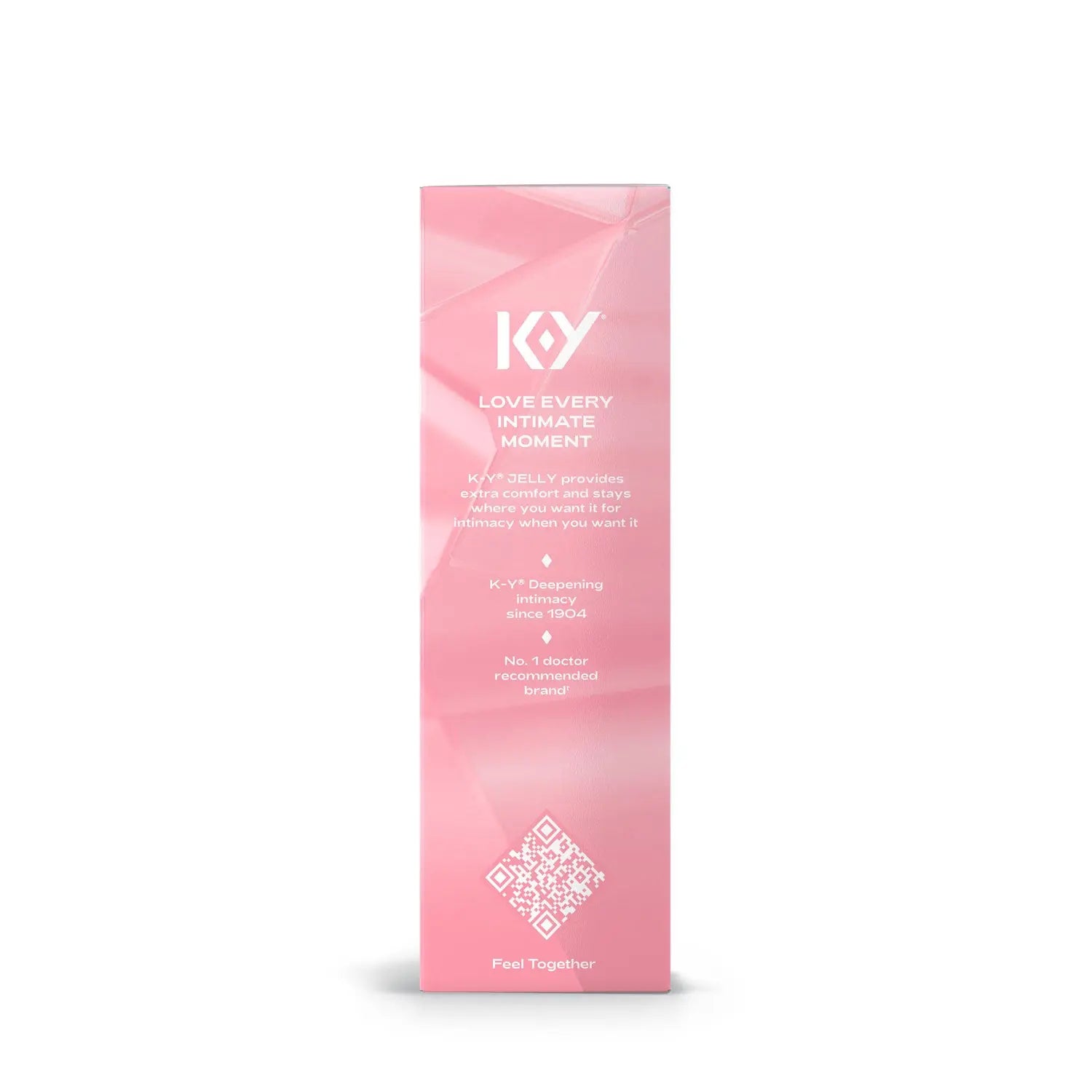 K-Y jelly tube package in pink with white logo on the front