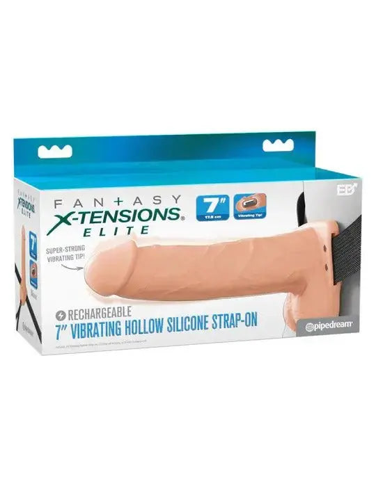 Fantasy X-Tensions Elite 7" Vibrating Hollow Silicone Strap-on - Light – body-safe materials | Fu'Cha Exotics