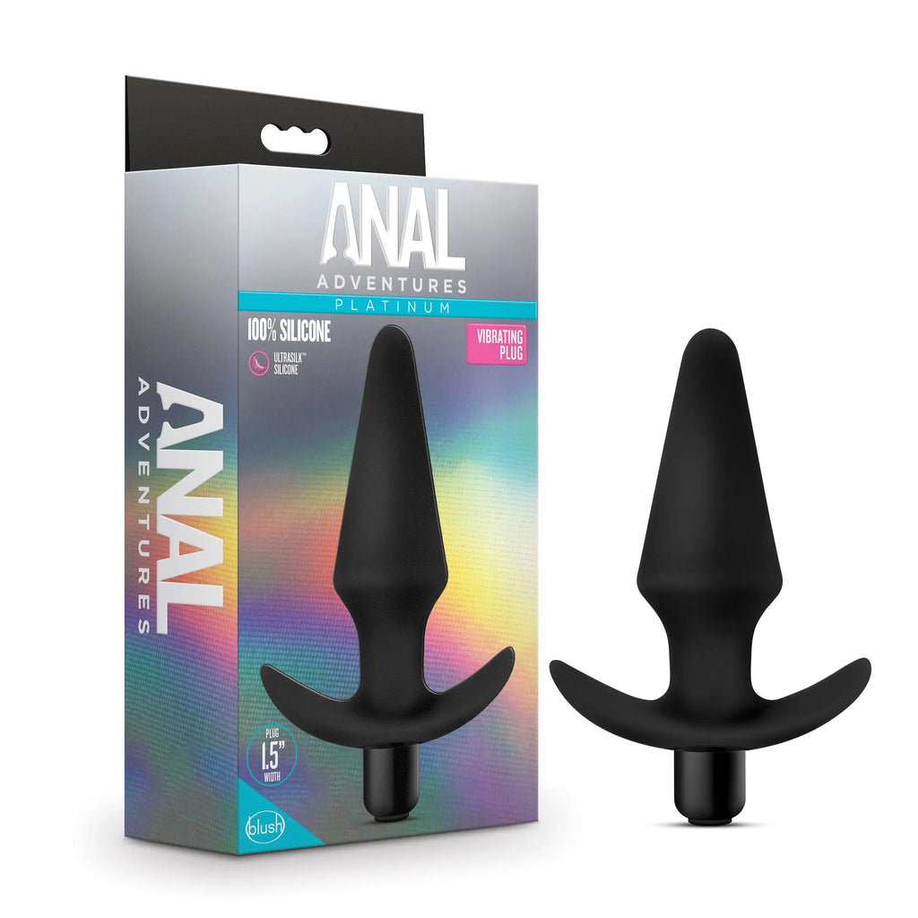 Anal Adventures Platinum - Silicone Vibrating Plug - Black – body-safe materials | Fu'Cha Exotics