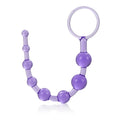 Purple beaded anal plug with curved U shape and ring end