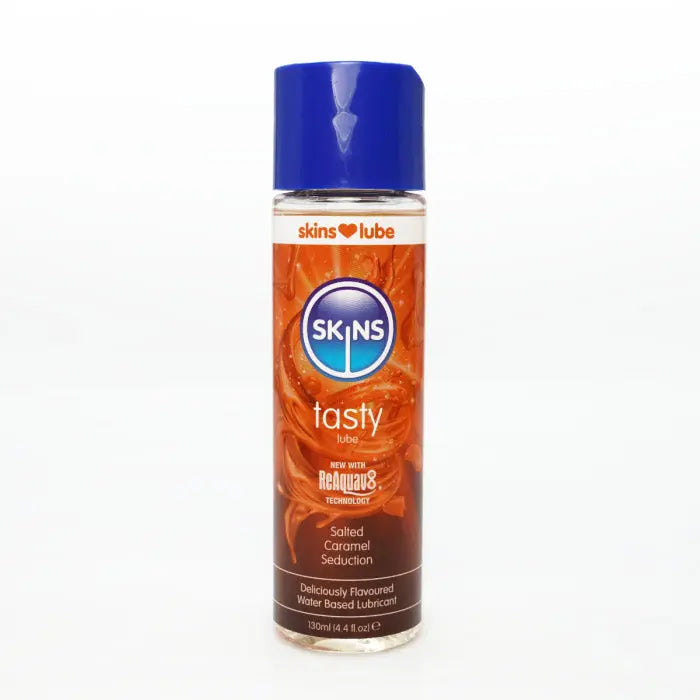 Skins Salted Caramel Water Based Lubricant 4.4oz – body-safe materials | Fu'Cha Exotics
