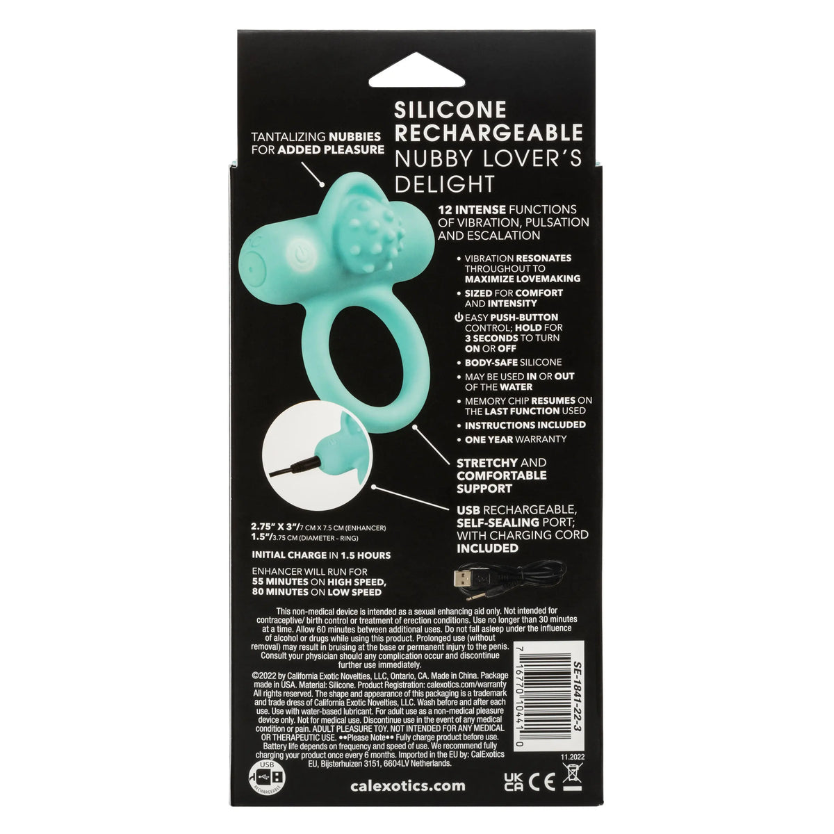 Silicone Rechargeable Nubby Lover's Delight - Blue – body-safe materials | Fu'Cha Exotics