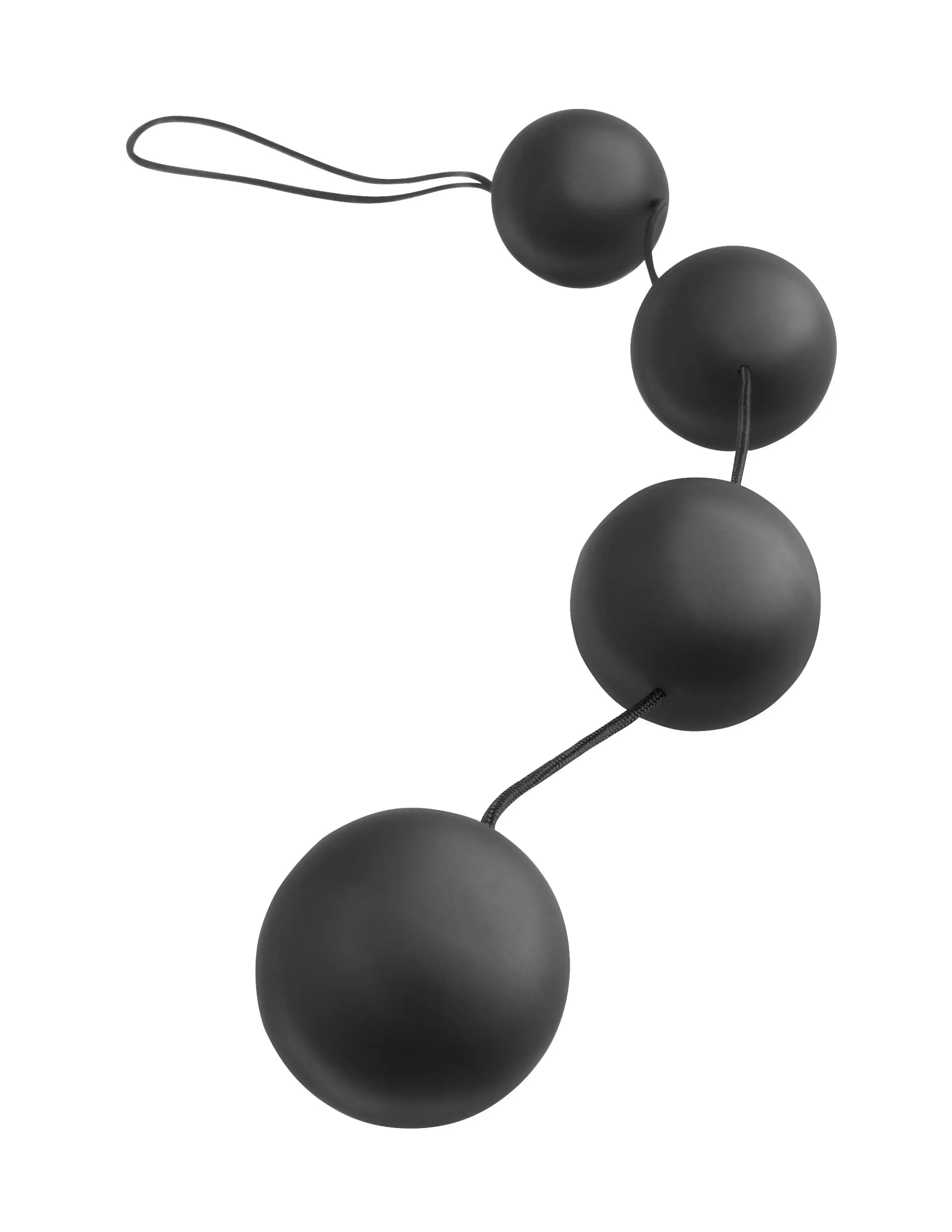 Black linked vibro balls with lanyard strings