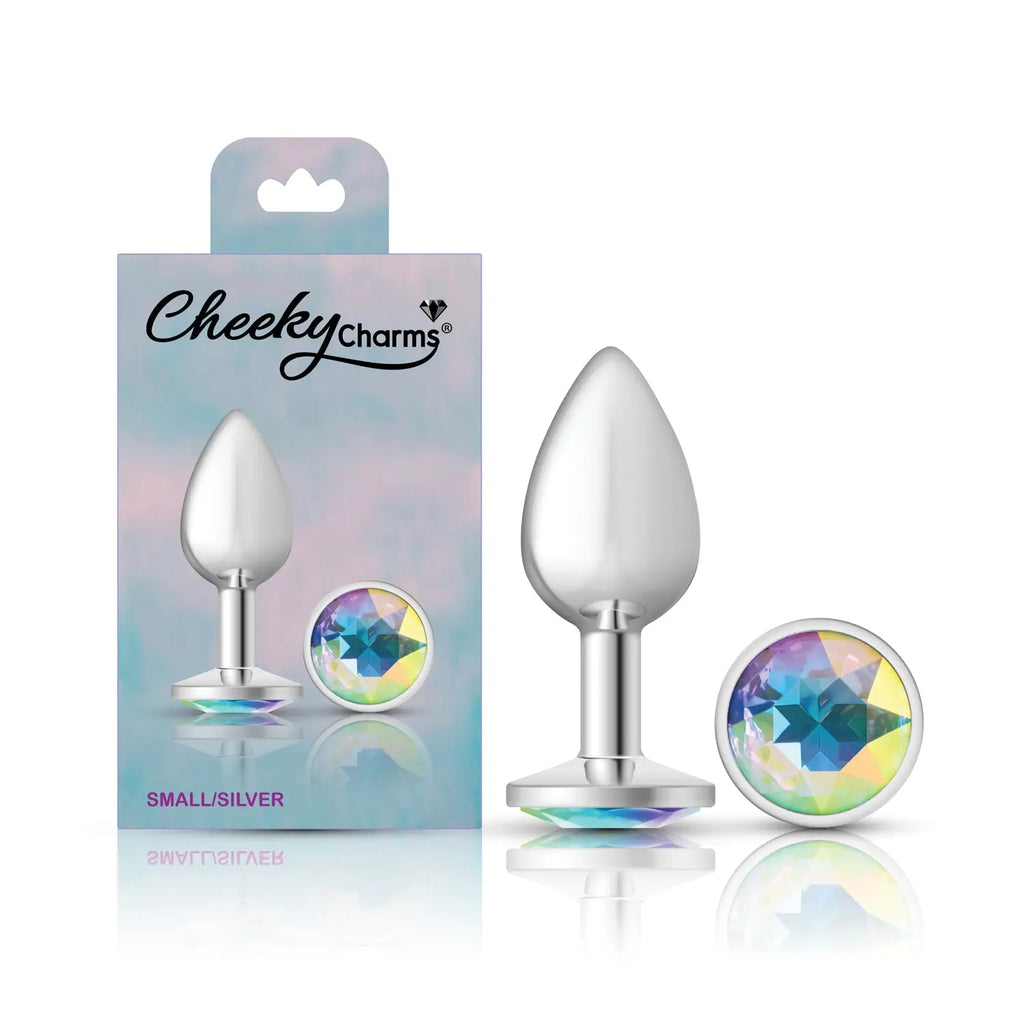 Clear Iridescent Round Gem Silver Metal Plug - Sm – body-safe materials | Fu'Cha Exotics