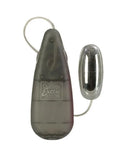 Gray teardrop bullet device with power cord and oval accessory end