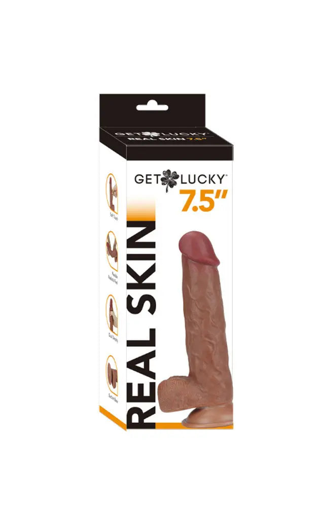 Real Skin 7.5" Dual Layer Dildo - Light Brown – body-safe materials | Fu'Cha Exotics