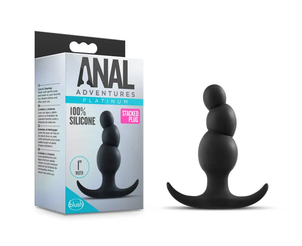 Anal Adventures Platinum - Stacked Plug - Black – body-safe silicone | Fu'Cha Exotics