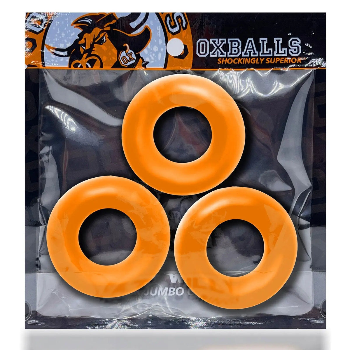 Fat Willy 3-Pack Jumbo Cockring - Orange – body-safe materials | Fu'Cha Exotics