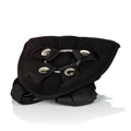 Black universal harness with adjustable straps and oval metal buckles