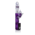 Purple translucent adult massager with dual clear tips and ribbed handle