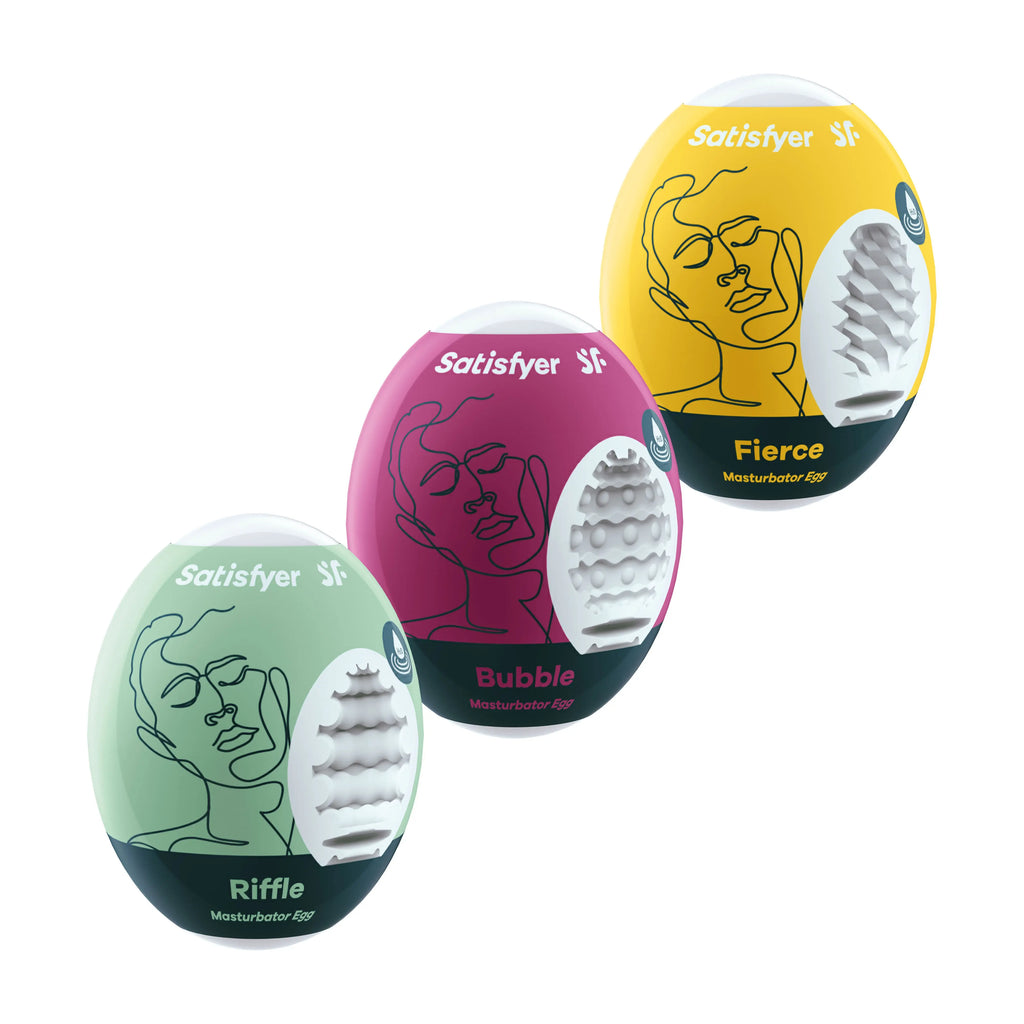 3 Pc Set Masturbator Egg - Riffle - Bubble - Fierce – body-safe TPE | Fu'Cha Exotics