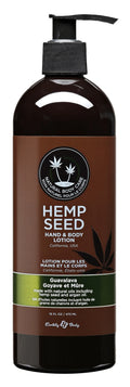 Hemp seed hand & body lotion bottle with pump, guavalava scent
