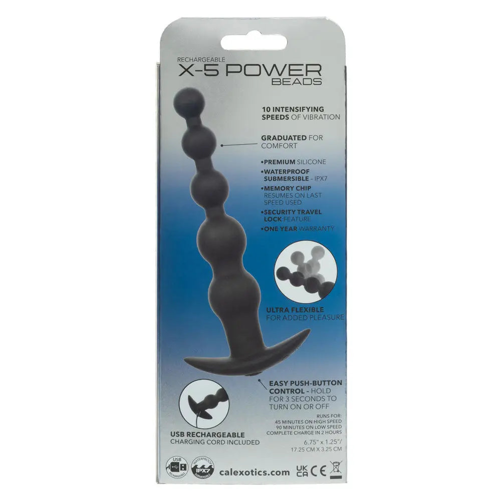 Rechargeable X-5 Power Beads - Black – body-safe silicone USB-rechargeable | Fu'Cha Exotics