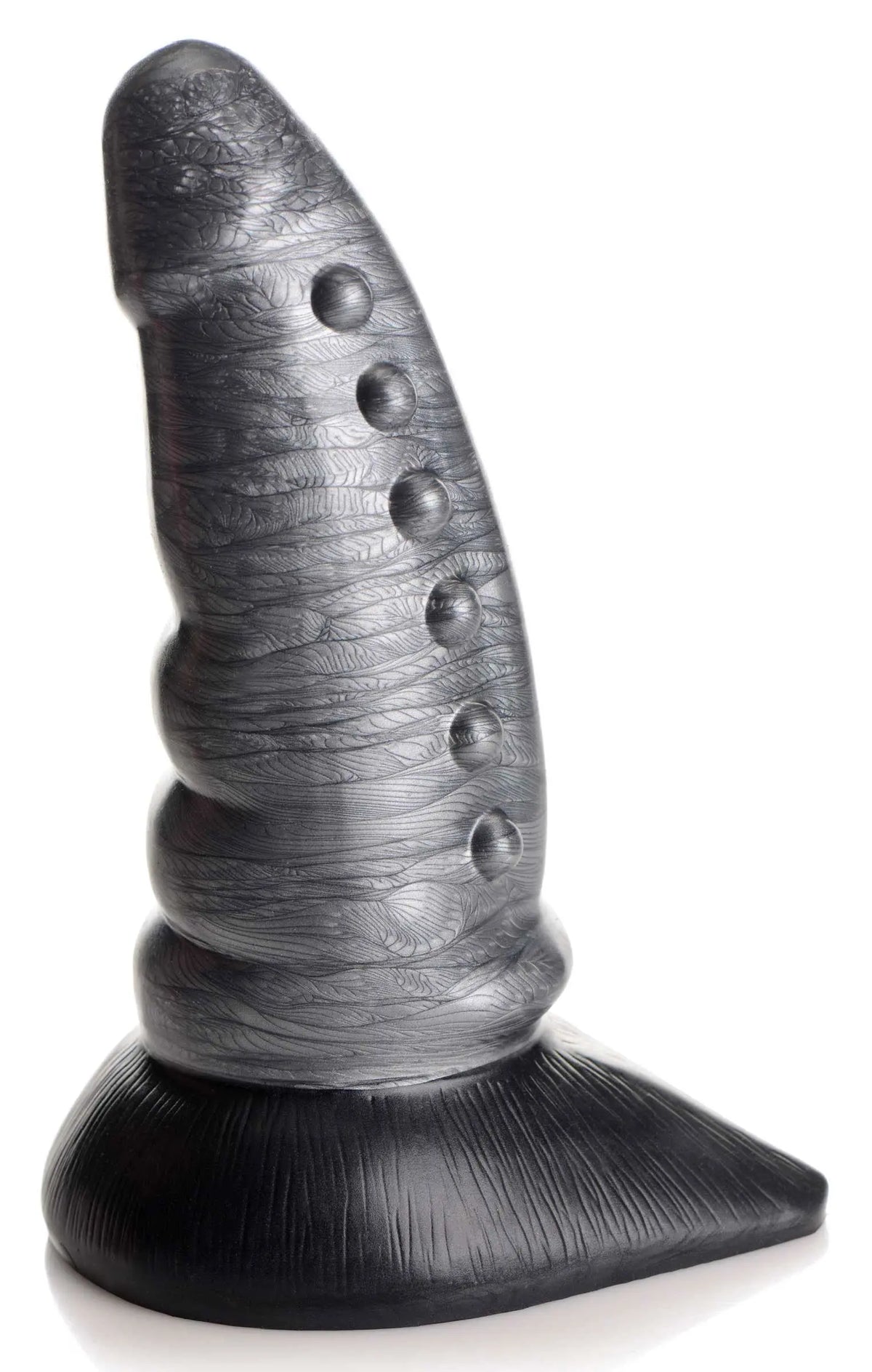 Beastly Tapered Bumpy Silicone Dildo - Silver – body-safe materials | Fu'Cha Exotics