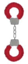Pleasure Handcuffs Furry - Red