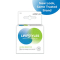 Condom pack box with Lifestyles Ultra Sensitive, 3 natural rubber latex condoms