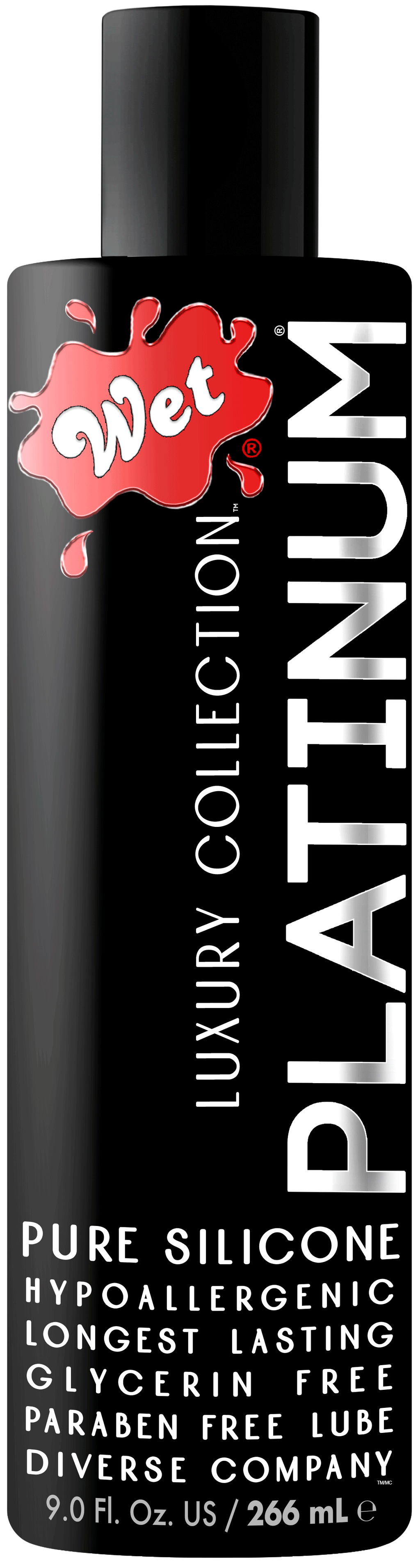 Wet Platinum Luxury Silicone Lubricant - 9 Fl. Oz. – body-safe silicone | Fu'Cha Exotics
