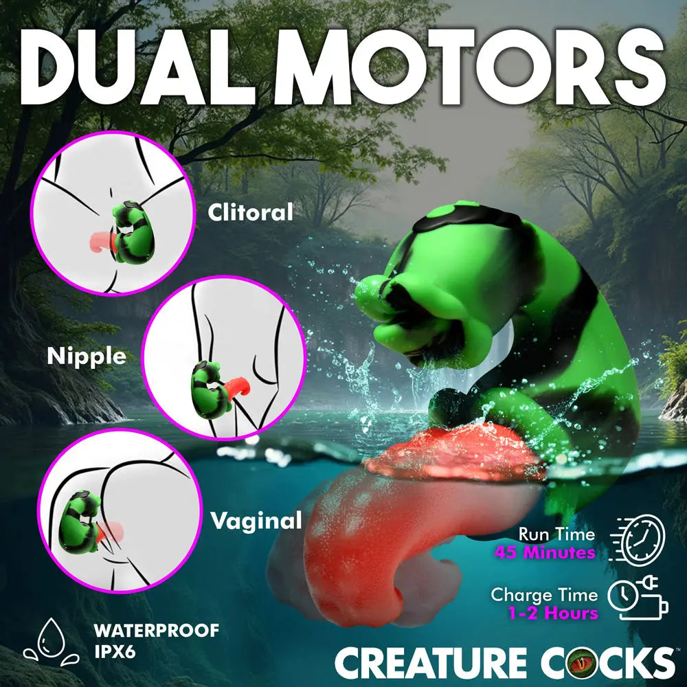 Tongue Lasher Silicone Vibrator - Green – body-safe materials | Fu'Cha Exotics