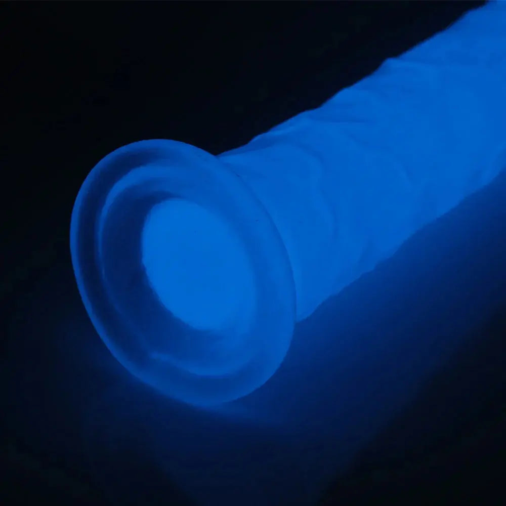 Glow-in-the-Dark Periwinkle Peen Dildo 8.5" – body-safe materials | Fu'Cha Exotics