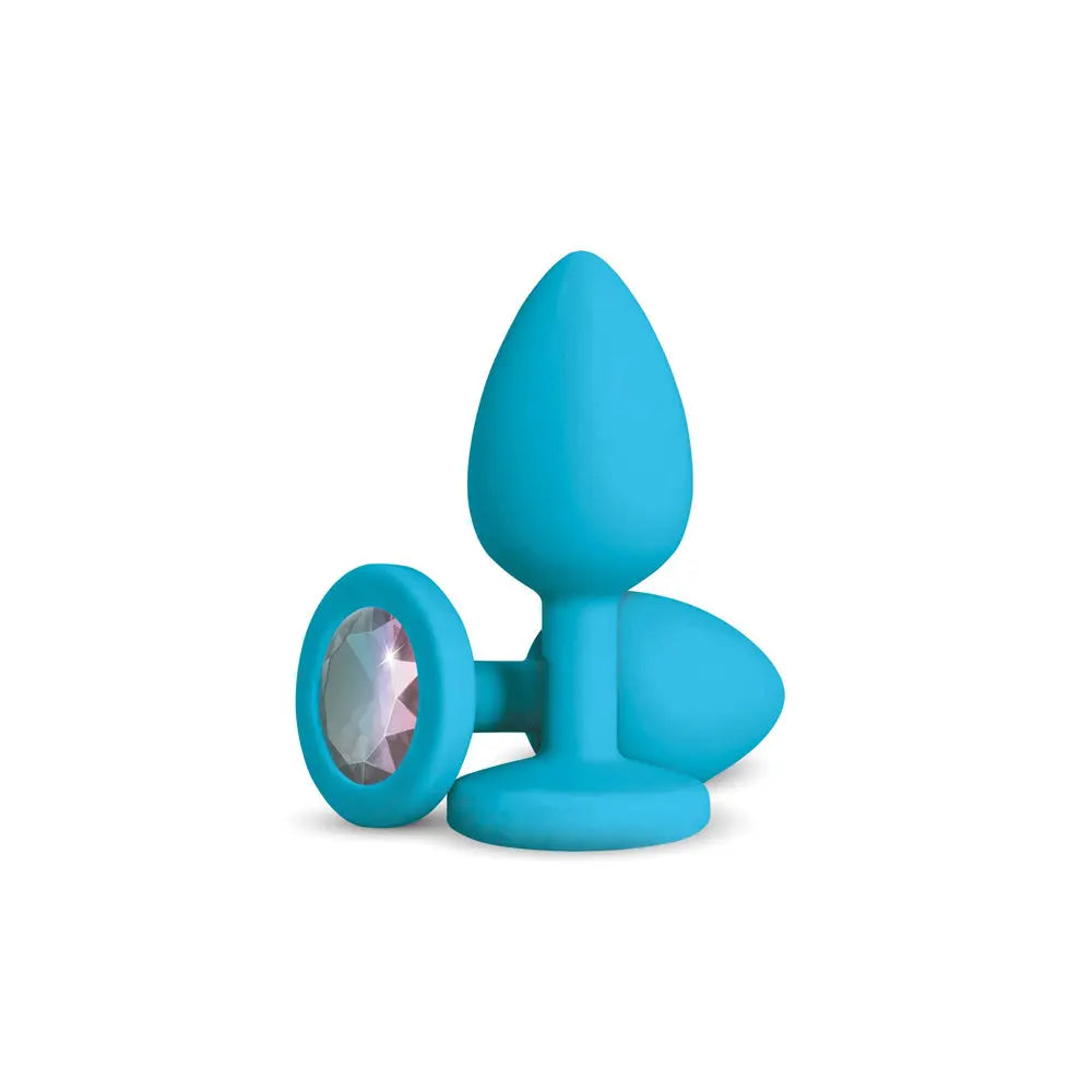 Gemma Clear Iridescent Gem Teal Silicone Plug - M – body-safe materials | Fu'Cha Exotics