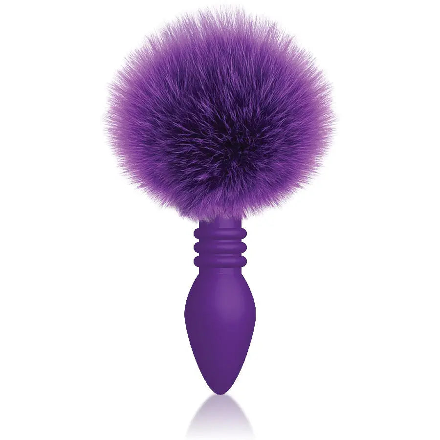 The 9's Cottontails Silicone Bunny Tail Butt Plug - Ribbed Purple – body-safe silicone | Fu'Cha Exotics