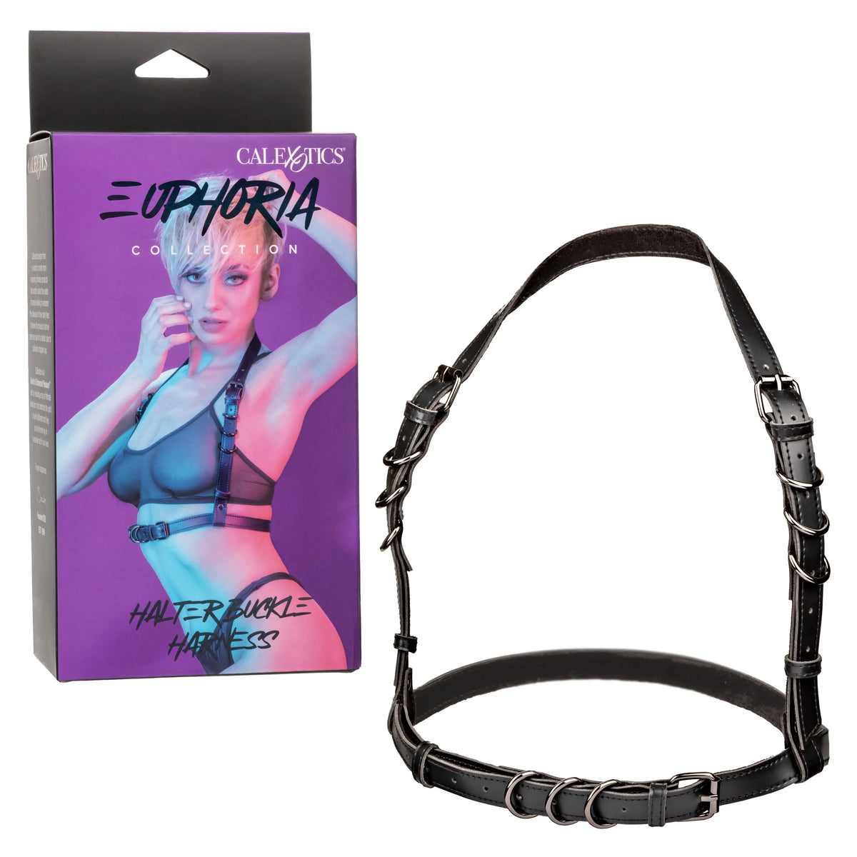 Euphoria Collection Halter Buckle Harness - Black – body-safe materials | Fu'Cha Exotics