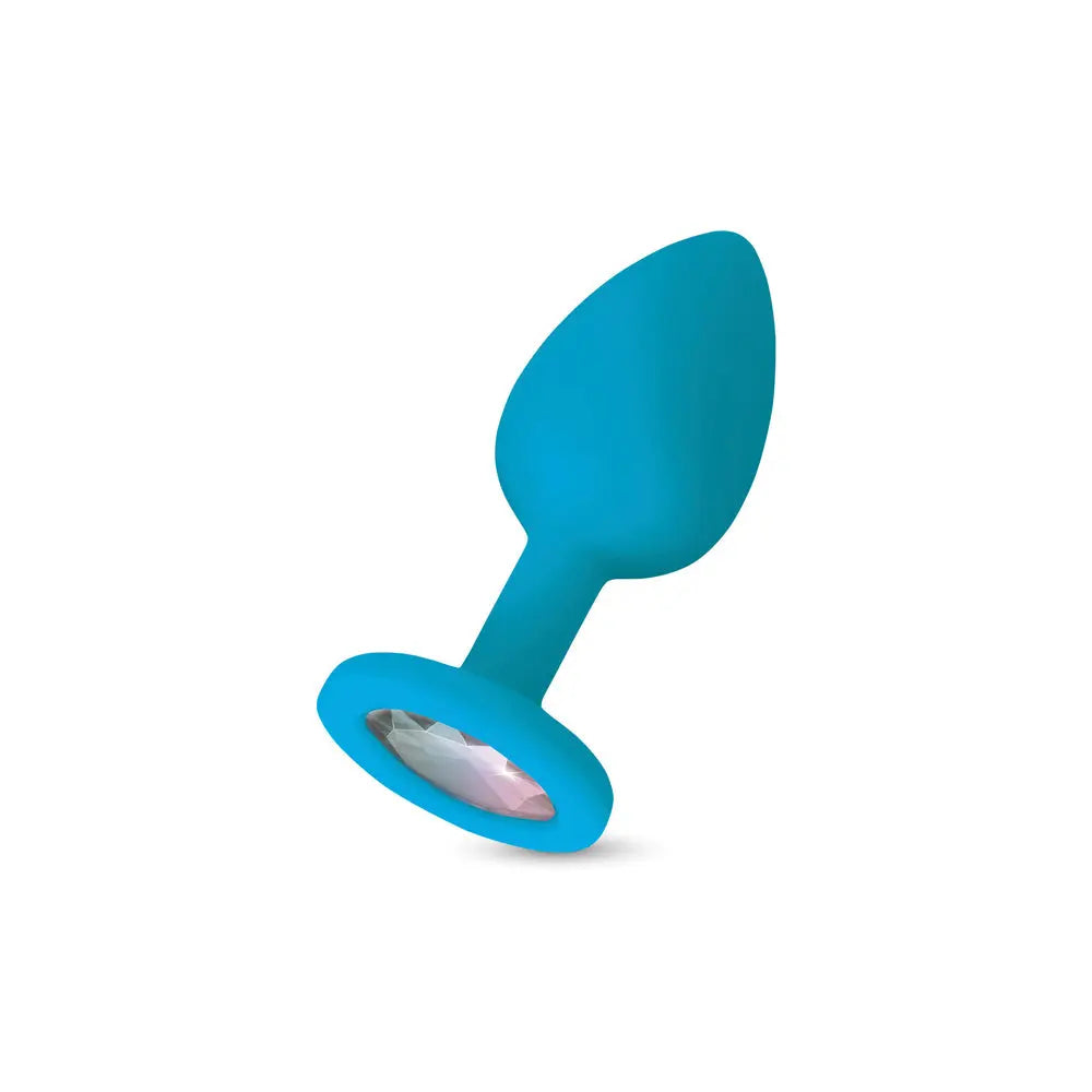 Gemma Clear Iridescent Gem Teal Silicone Plug - S – body-safe materials | Fu'Cha Exotics