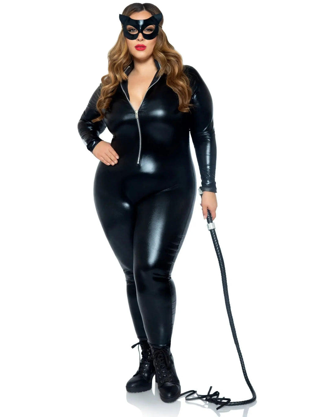 Lame Zipper Front Catsuit - 3x/4x - Black – genuine leather | Fu'Cha Exotics