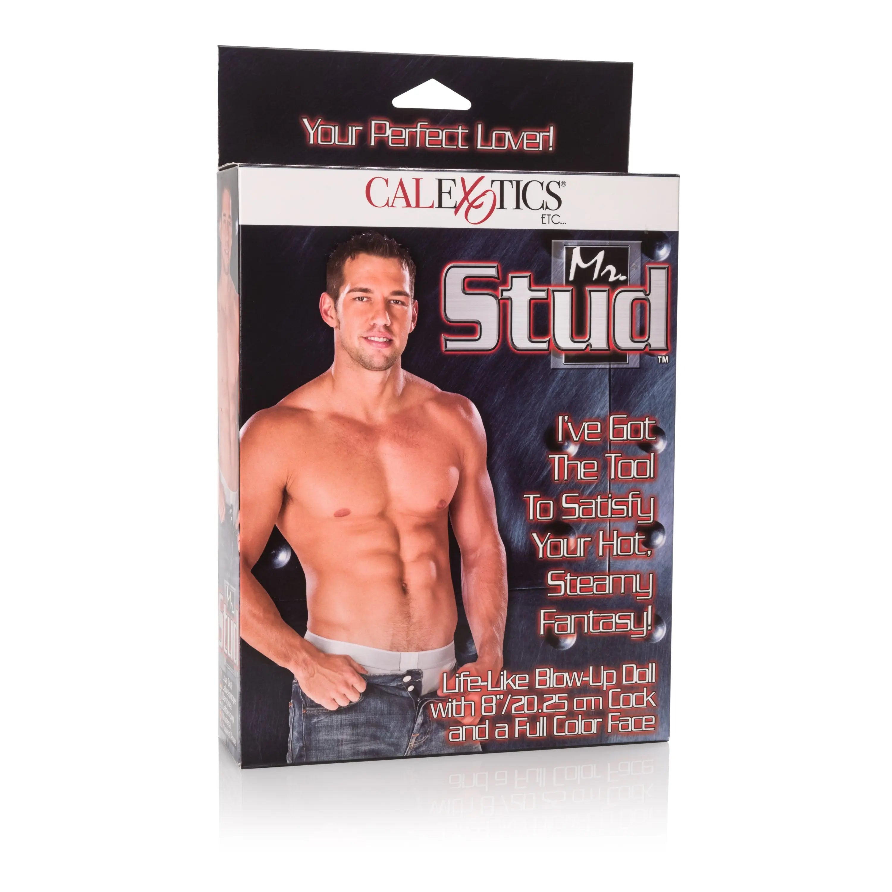 Mr. Stud love doll boxed set with shirtless male figure on front