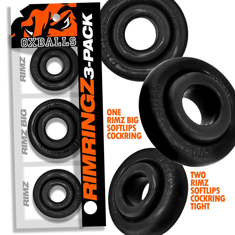 RimringzMulti Size 3 Pack- Black – body-safe materials | Fu'Cha Exotics