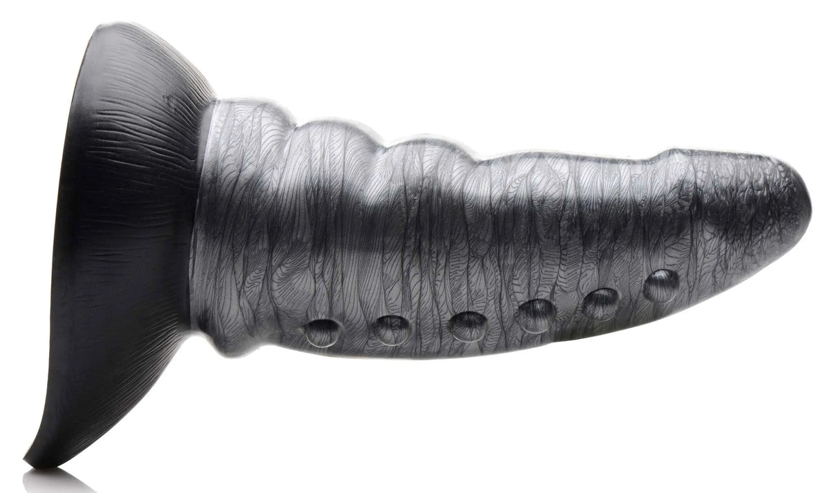 Beastly Tapered Bumpy Silicone Dildo - Silver – body-safe materials | Fu'Cha Exotics