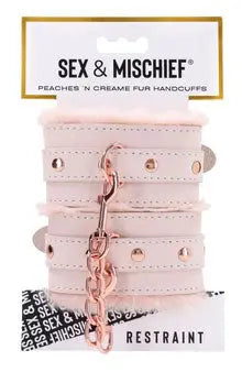 Peaches N Creame Fur Handcuffs - Pink – body-safe materials | Fu'Cha Exotics