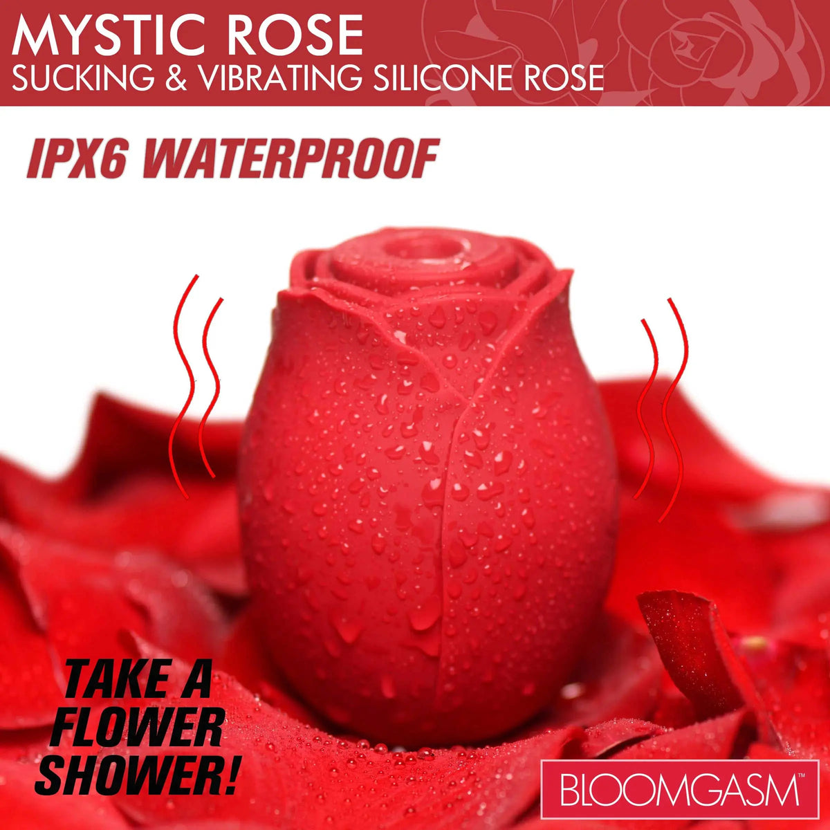 Mystic Rose Sucking and Vibrating Silicone Rose - Red – body-safe materials | Fu'Cha Exotics