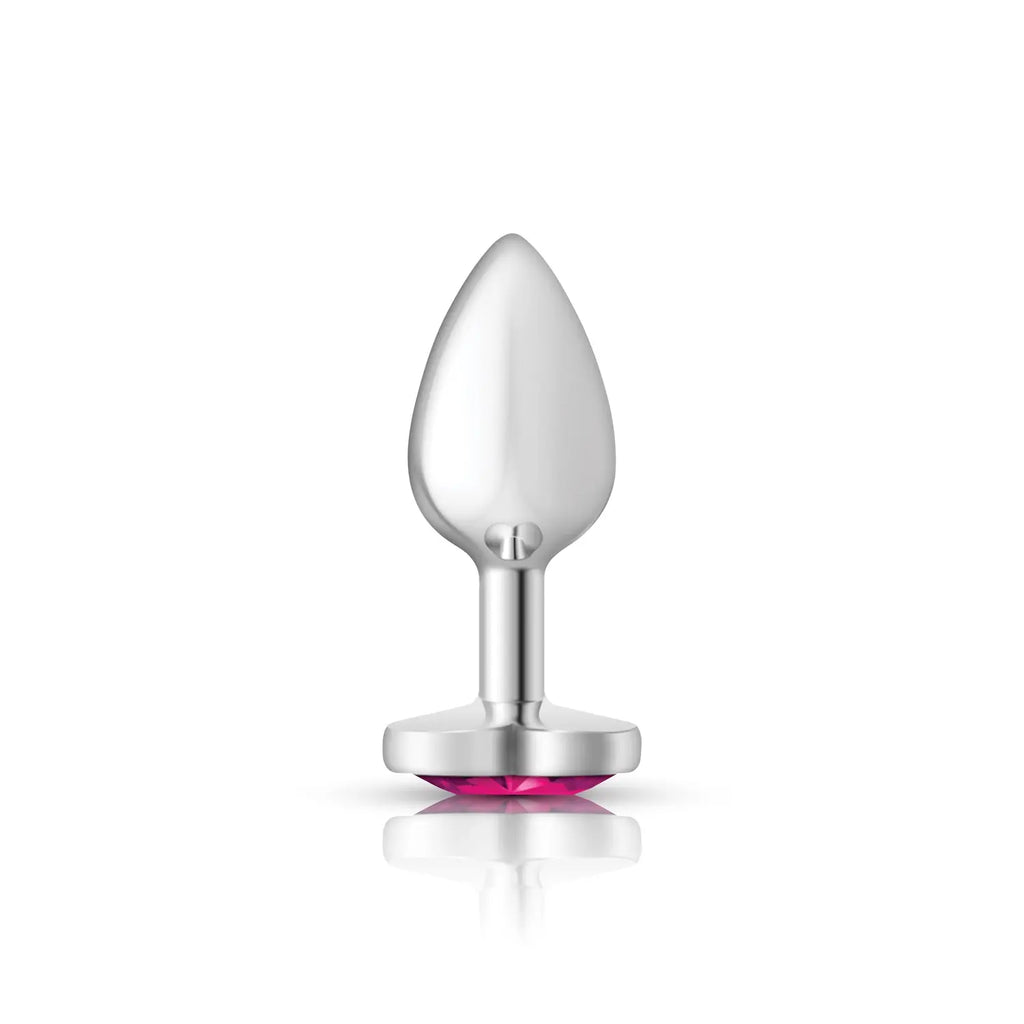 Bright Pink Heart Gem Silver Metal Plug - Sm – body-safe materials | Fu'Cha Exotics