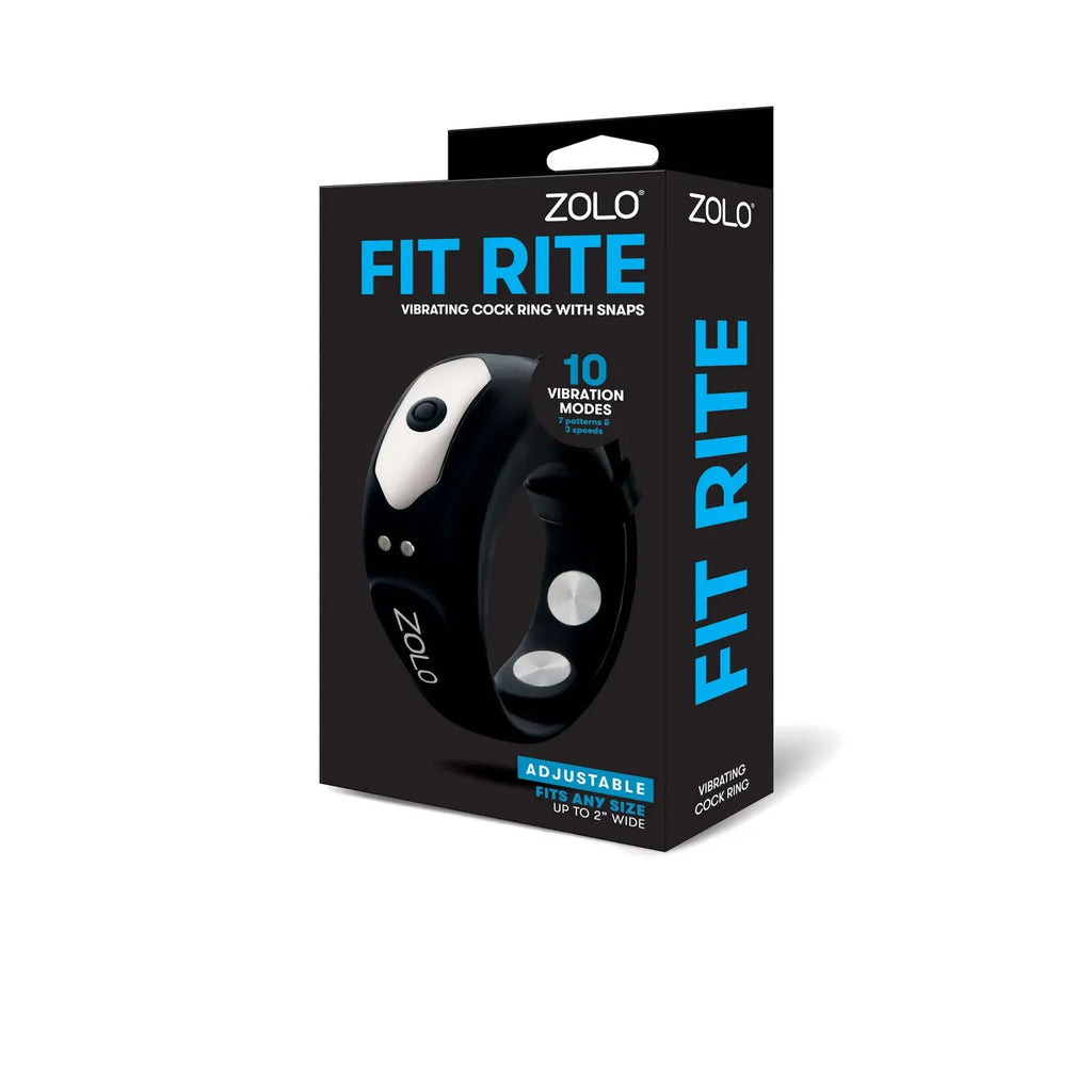 Zolo Fit Rite Vibrate Cock Ring with Snaps - Black – body-safe materials USB-rechargeable | Fu'Cha Exotics
