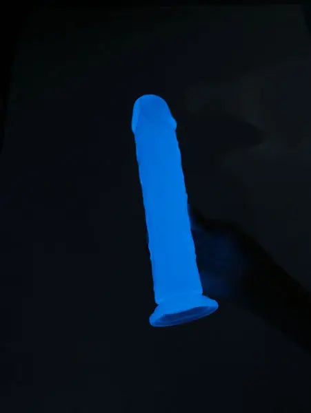 Glow-in-the-Dark Periwinkle Peen Dildo 8.5" – body-safe materials | Fu'Cha Exotics