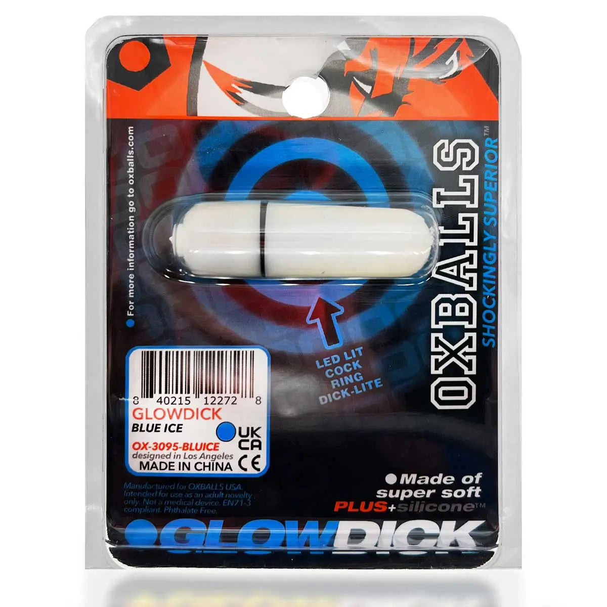 Glowdick Cockring With Led - Blue Ice – body-safe materials | Fu'Cha Exotics